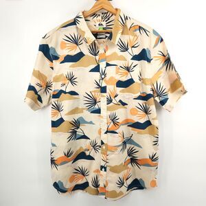 Quiksilver Shirt Men XL Button Up Floral Print Short Sleeve Cotton Casual